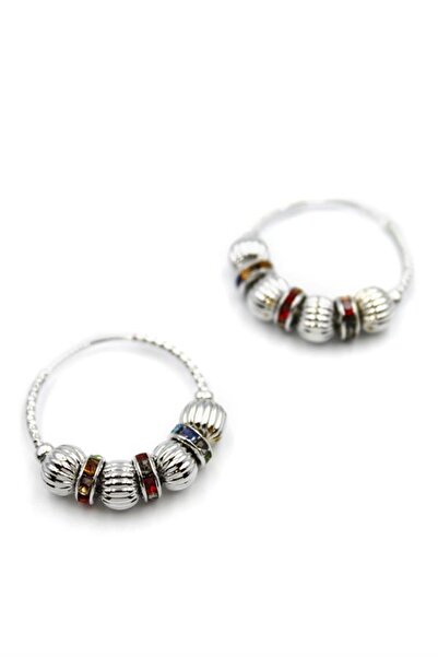 alpotekno حلق مرصع بالأحجار - فضي