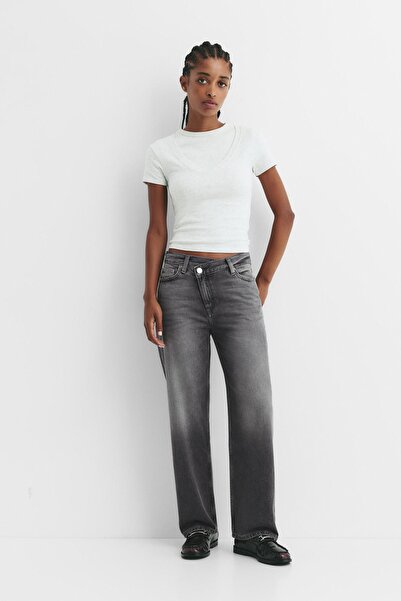 Pull & Bear Çapraz belli düz kesim jean