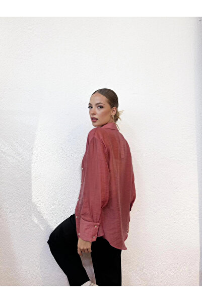 PROTO SUIT Transparan Gül Kurusu Gömlek