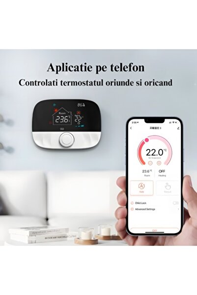 WellLuck Smart Ambient Thermostat, WellLuck, Compatible with All Boilers, Programmable, WiFi, RF Wireless, Ap