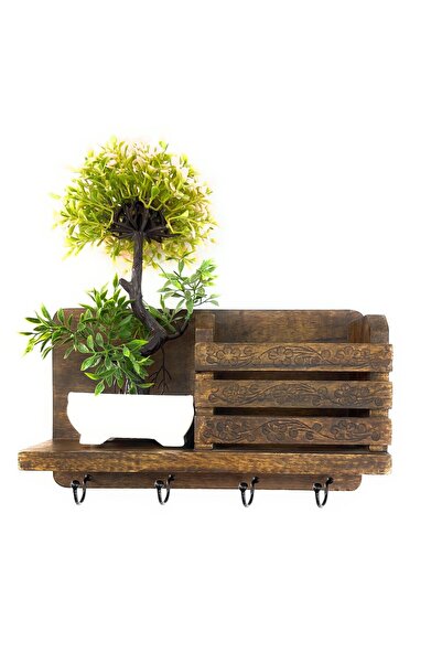 Souq DESIGNS حامل مفاتيح خشبي، خطافات معدنية، رف حائطي، خطافات مفاتيح، خطافات...