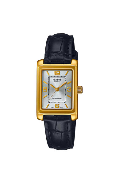 Casio Women's Watch Collection LTP-1234PGL-7A2EF - Black Leather Strap, Gold Case