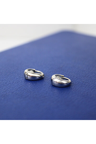 Line Jewelry Gümüş Xuping Kararmaz Küpe, Minimal Halka Rodyum Küpe