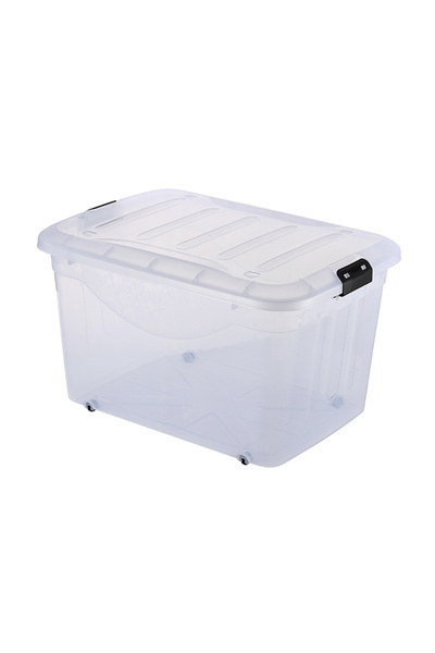 Lawazim Plastic Storage Box 30L - Stackable Bin with Lockable Lid Wheels and ...