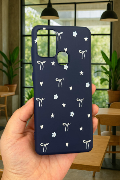 Vip Case Samsung Galaxy A21s Uyumlu Mini Fiyonk Desenli Silikon Darbe Emici Klasik Korumalı Rubber Kılıf 277