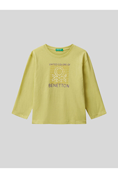 Benetton Boy's Printed Sweatshirt 1-6 Years Old Mustard