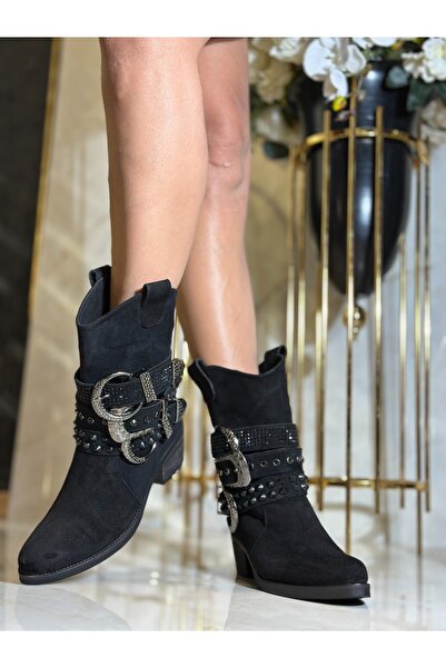 Giydim Gidiyor Huma Hakiki Süet Deri Bot Siyah