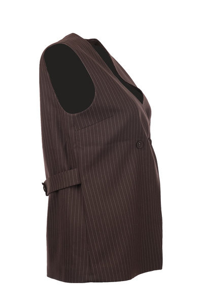 Unique fashion Μοναδικό μινιμαλιστικό αμάνικο μίντι γιλέκο με λαιμόκοψη σε σχήμα V - ριγέ