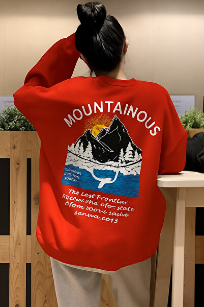 DM DOLCE MORE سترة رياضية مطبوعة بنقش جبلي من القطن الممشط بثلاثة خيوط