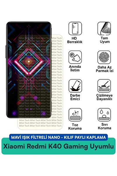 Milat Tech Xiaomi Redmi K40 Gaming Edition Mavi Işık Filtreli Nano Kılıf Uyum...