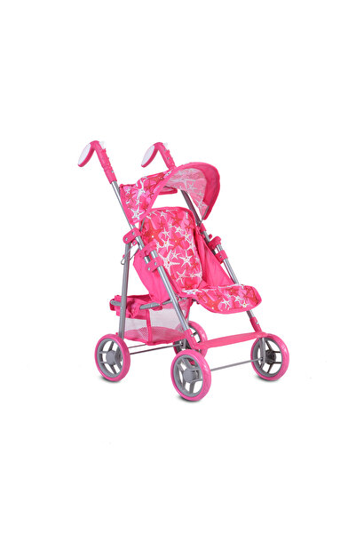 Moni Carucior pliabil pentru papusi Stars, cu spatar reglabil, Roz