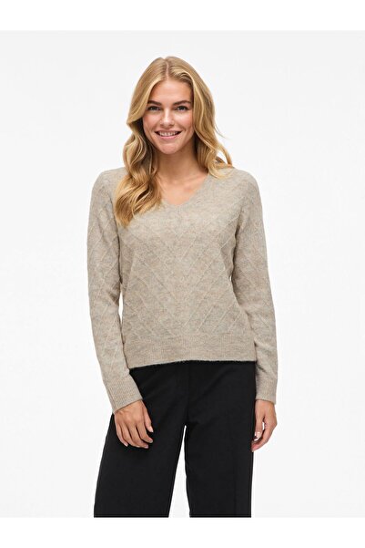 VILA Strickpullover VIESTHER V-Ausschnitt