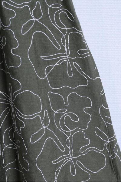 By Mare Style Camile Embroidered Floral Patterned Green Viscose Brode Dress