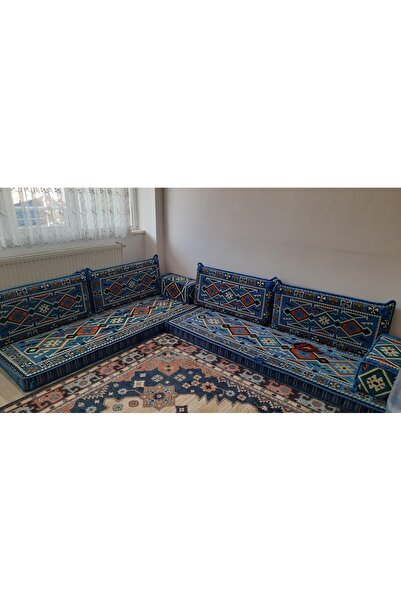 AYSİMAHOME Şark Köşesi Takımı (sünger Dahil) mavi Modeli Kolluklu