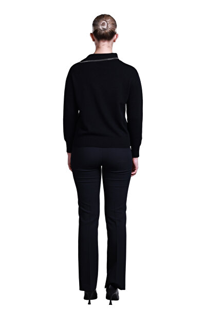 Sempre Asymmetrical Collar Oversize Women's Sweater - Long Sleeve Minimalist