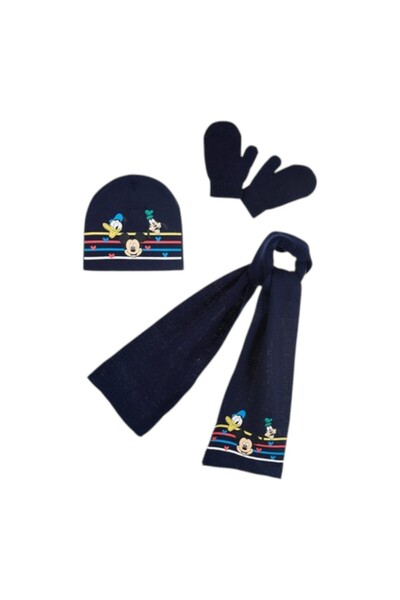 Mickey Mouse Hat, scarf and gloves set, blue, Mickey Mouse