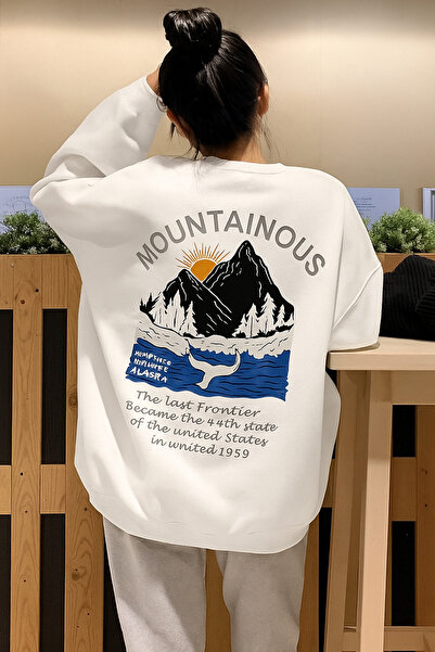 DM DOLCE MORE سترة رياضية مطبوعة بنقش جبلي من القطن الممشط بثلاثة خيوط