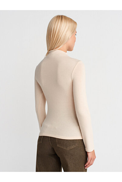 Dilvin 31391 Ψηλός γιακάς με μακρύ μανίκι-πέτρα