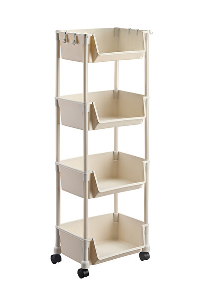 Lawazim رفوف كتب متحركة للتخزين مكونة من 4 طبقات - عربة متدحرجة مع عجلات وصنا...