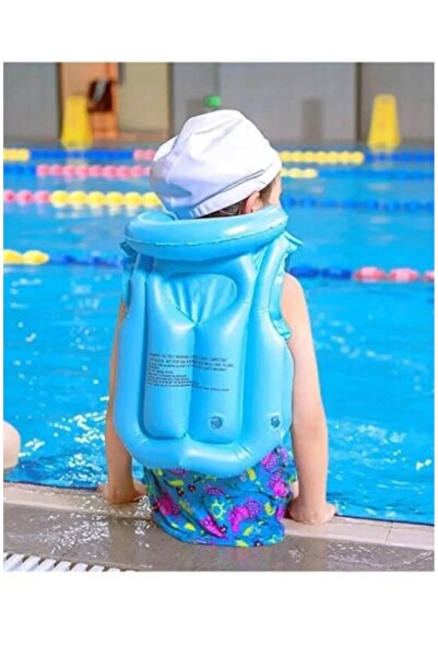 buradanaldım Abc 2-7 Yaş Çocuklar İçin Şişme Deniz Havuz Mavi Yelek Yüzme Yardımcısı