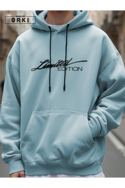 EFFRENATU Limited Edition Printed Light Blue Oversize Hooded Sweatshirt Hoodie