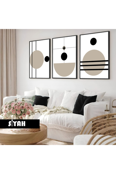 Harika bir ev Çocuk odası Oturma Salonu-Minimalist Modern Bohem Soyut Siyah-B...