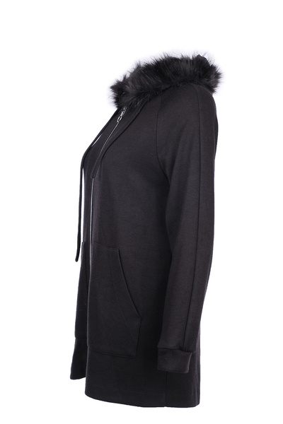 SCL Oversize Hooded Zippered Midi Women's Jacket - Casual Winter