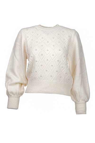 ON سترة نسائية قصيرة بسيطة - أكمام بالون، تفاصيل لؤلؤية - مناسبة للارتداء الي...