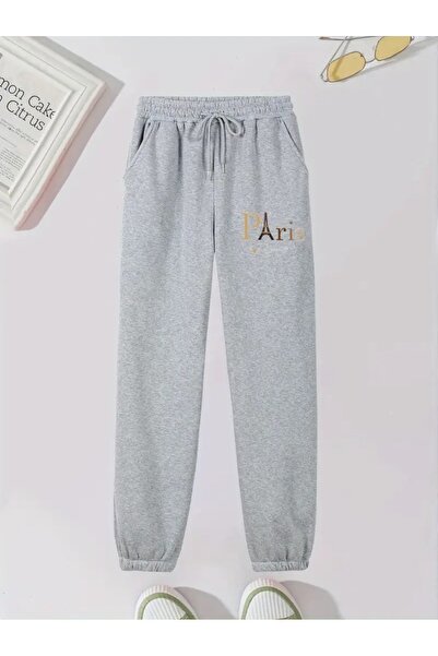 WOODROFFE Unisex Paris Printed Red Gray Black Sweatpants Jogger