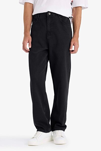 DeFacto E6111 Siyah Sergio Regular Fit Normal Kalıp Normal Bel Boru Paça Jean Pantolon