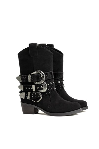 Giydim Gidiyor Huma Hakiki Süet Deri Bot Siyah