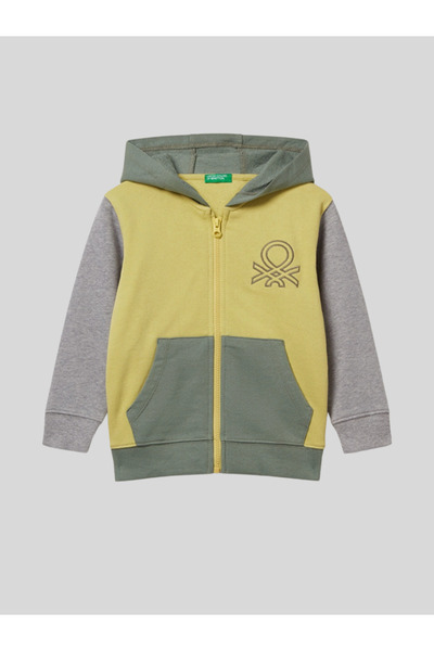 Benetton Boy's Hooded Sweatshirt 1-6 Years Old Yellow
