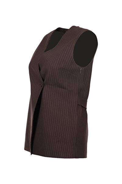 Unique fashion Unique Mode Minimalist V-Neck Sleeveless Midi Vest - Striped