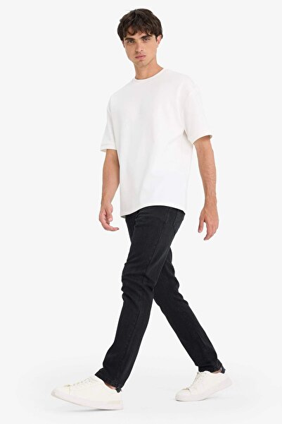 DeFacto R8788 Black Pedro Slim Fit Narrow Fit Regular Waist Narrow Leg Jeans