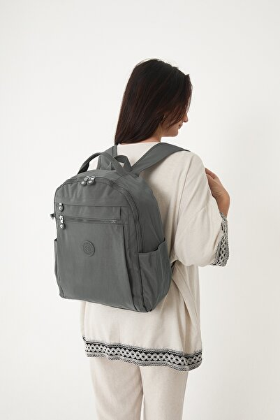 Sanmorris Multi-Pocket Women's Backpack Medium Size Casual Hv3059 Dark Gray