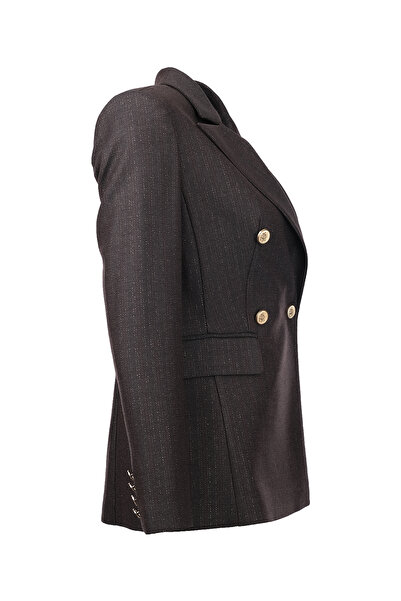 Ekol Women's Minimalist Double Row Long Sleeve Jacket - Stylish and Modern