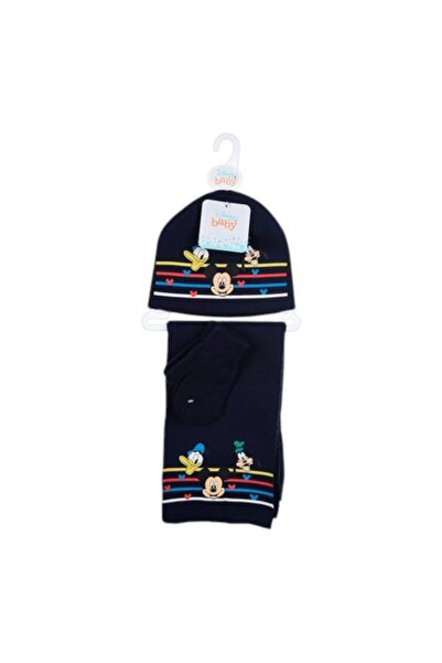 Mickey Mouse Hat, scarf and gloves set, blue, Mickey Mouse