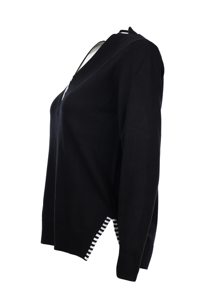 ON Pulover minimalist cu mânecă lungă cu decolteu în V pentru femei - Casual ...