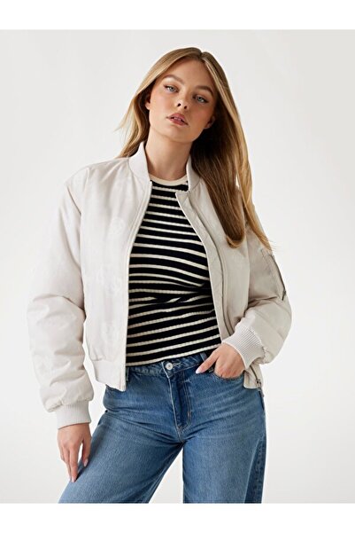 Guess Γυναικείο Μπουφάν Bomber W5YL08WHDK2 Κρεμ