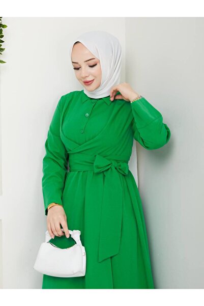 Giza Giyim Γυναικείο φόρεμα χιτζάμπ με κουμπιά με σταθερή ζώνη με κουμπιά