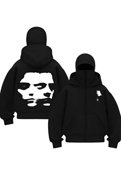 Gofeel سترة كبيرة الحجم مطبوعة على الوجهين باللون الأسود للجنسين