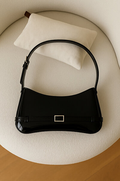 NİSSEA Kadın Kemer Detay Rugan Retro Baget Çanta