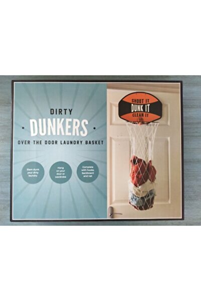 unbranded Dirty Dunkers Over-the-Door Basketball Laundry Hamper with Net, Bac...