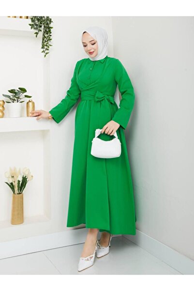 Giza Giyim Γυναικείο φόρεμα χιτζάμπ με κουμπιά με σταθερή ζώνη με κουμπιά