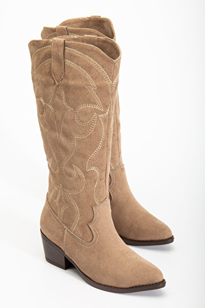 RİSSOLİ Γυναικείες μπότες καουμπόικες με κέντημα από βιζόν και σουέντ