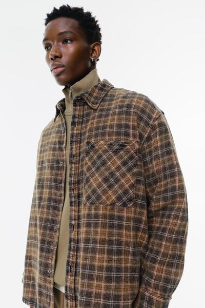 Pull & Bear Kahverengi kareli gömlek