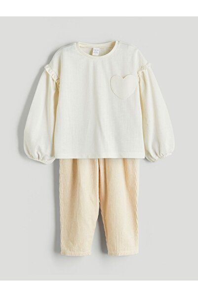 LC Waikiki Crew Neck Baby Girl T-Shirt and Pants 2-Piece Set