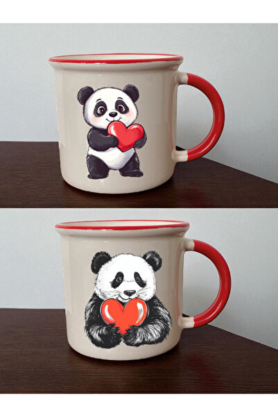 lili hediyelik كوب أحمر مطبوع عليه باندا لطيف - هدايا للحبيب، هدية منزلية