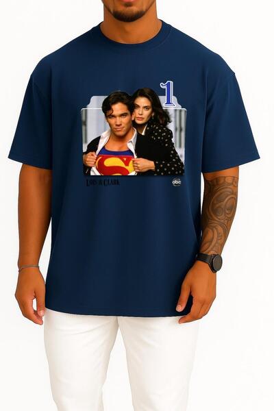 Bahriyeli Collection Oversize Lois and Clark Series and Season Folder Icons, Lois & Clark Chest Design Unisex T-Shirt