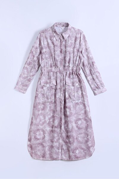 By Mare Style Natalie Light Pink Patterned Long Shirt Dress